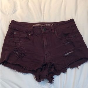 Distressed denim shorts